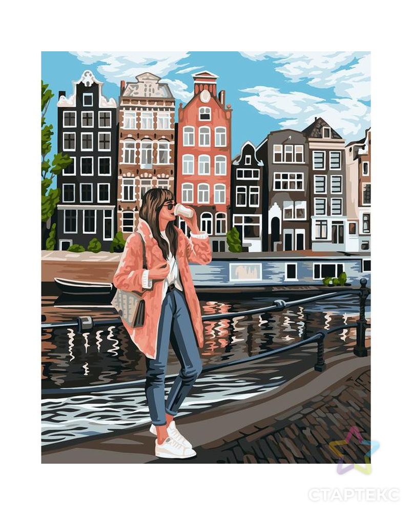 Картина по номерам на холсте с подрамником «Девушка в Амстердаме» 40х50 см арт. СМЛ-210674-1-СМЛ0007153374 1