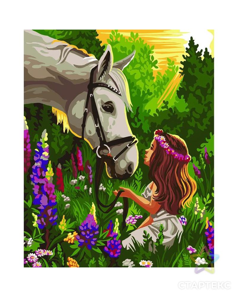 Картина по номерам на холсте с подрамником «Лошадка и девочка в поле» 40х50 см арт. СМЛ-210679-1-СМЛ0007153381 1