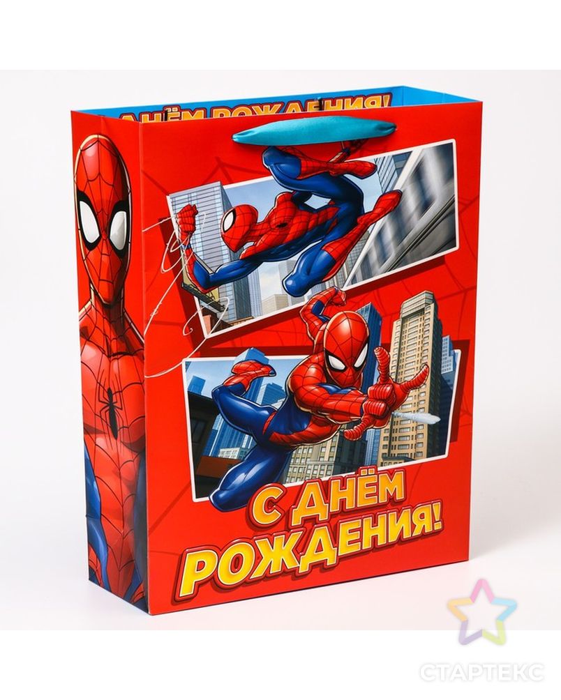 Пакет подарочный "С днем рождения!", Человек-паук, 31х40х11,5 см арт. СМЛ-200201-1-СМЛ0007153503 1