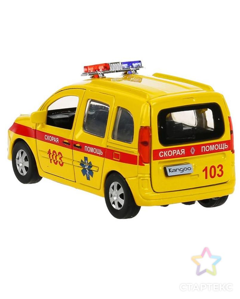 Машина металл. "Renault Kangoo реанимация", 12 см, двери, багаж, цвет желтый KANGOO-12AMB-YE арт. СМЛ-161537-1-СМЛ0007154168 5