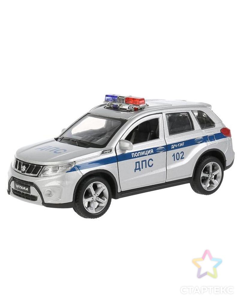 Машина металл. "Suzuki Vitara полиция", 12 см, двери, багаж, цвет  серебр VITARA-12POL-SR арт. СМЛ-161548-1-СМЛ0007154179 1