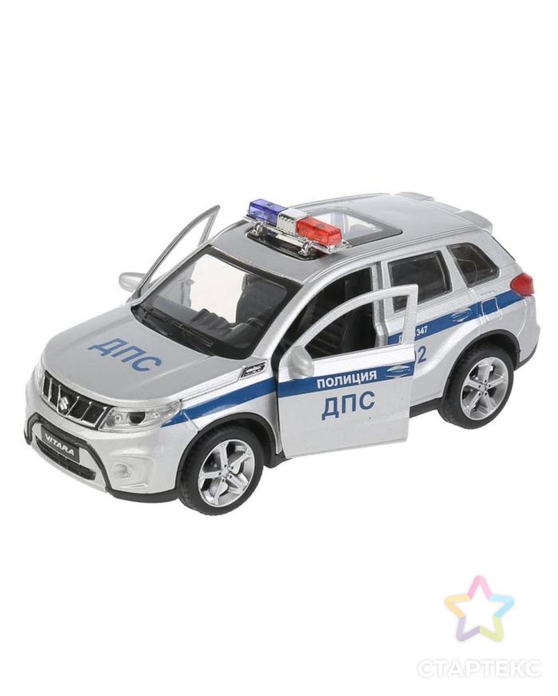 Машина металл. "Suzuki Vitara полиция", 12 см, двери, багаж, цвет  серебр VITARA-12POL-SR арт. СМЛ-161548-1-СМЛ0007154179 4
