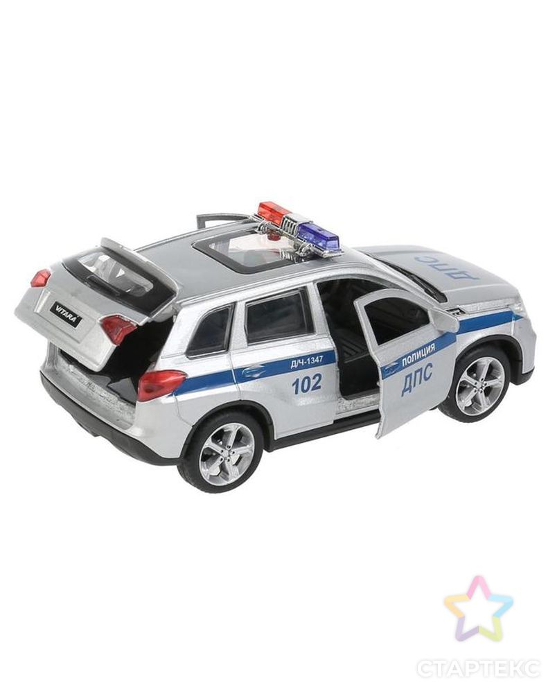 Машина металл. "Suzuki Vitara полиция", 12 см, двери, багаж, цвет  серебр VITARA-12POL-SR арт. СМЛ-161548-1-СМЛ0007154179 5