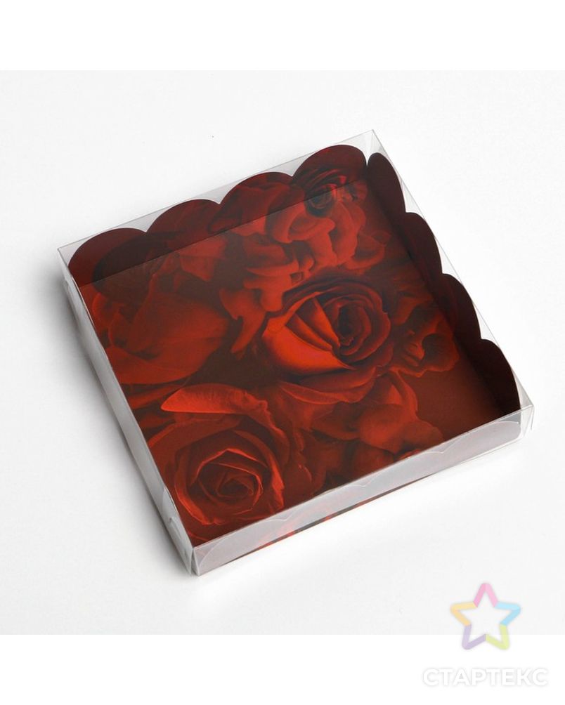 Коробка для кондитерских изделий с PVC крышкой «Розы», 13 × 13 × 3 см арт. СМЛ-196709-1-СМЛ0007155169 2