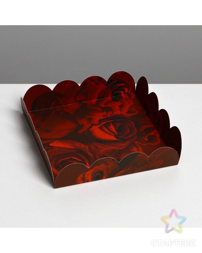 Коробка для кондитерских изделий с PVC крышкой «Розы», 13 × 13 × 3 см арт. СМЛ-196709-1-СМЛ0007155169 3