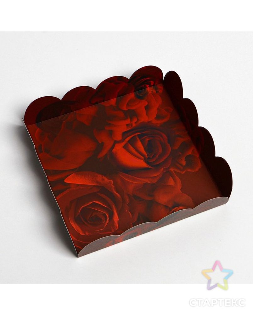 Коробка для кондитерских изделий с PVC крышкой «Розы», 13 × 13 × 3 см арт. СМЛ-196709-1-СМЛ0007155169 4