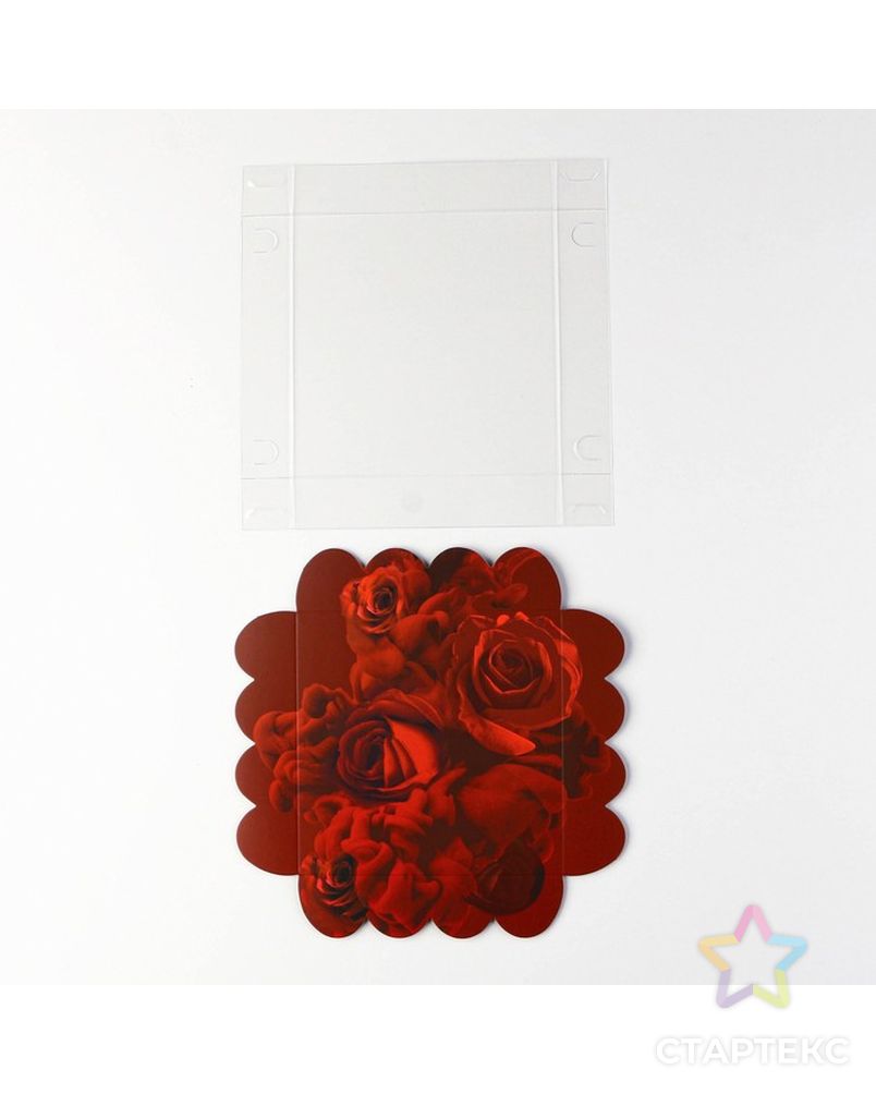 Коробка для кондитерских изделий с PVC крышкой «Розы», 13 × 13 × 3 см арт. СМЛ-196709-1-СМЛ0007155169 5
