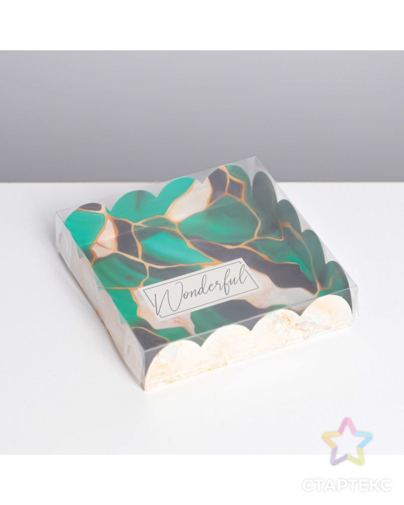 Коробка для кондитерских изделий с PVC крышкой «Wonderful», 13 × 13 × 3 см арт. СМЛ-190850-1-СМЛ0007155174 1