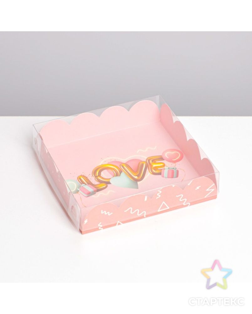 Коробка для кондитерских изделий с PVC крышкой «Воздушная любовь», 13 × 13 × 3 см арт. СМЛ-190851-1-СМЛ0007155175 1