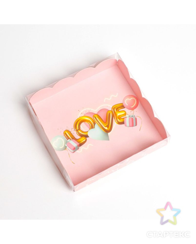Коробка для кондитерских изделий с PVC крышкой «Воздушная любовь», 13 × 13 × 3 см арт. СМЛ-190851-1-СМЛ0007155175 2