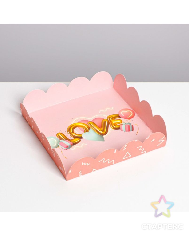 Коробка для кондитерских изделий с PVC крышкой «Воздушная любовь», 13 × 13 × 3 см арт. СМЛ-190851-1-СМЛ0007155175 3