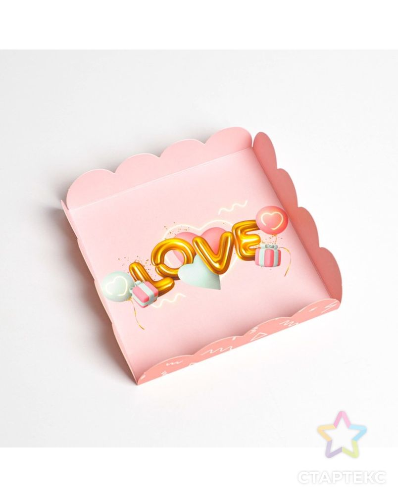 Коробка для кондитерских изделий с PVC крышкой «Воздушная любовь», 13 × 13 × 3 см арт. СМЛ-190851-1-СМЛ0007155175 4