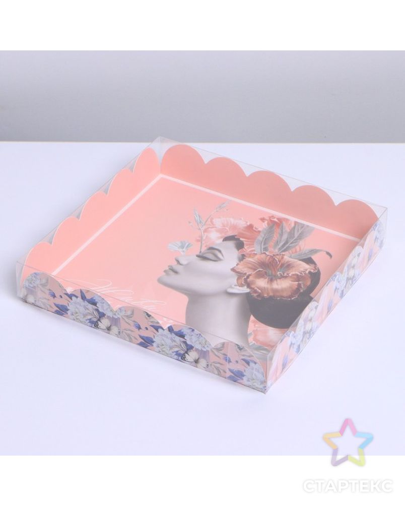 Коробка для кондитерских изделий с PVC крышкой «Живи мечтой», 18 × 18 × 3 см арт. СМЛ-195847-2-СМЛ0007155177 1