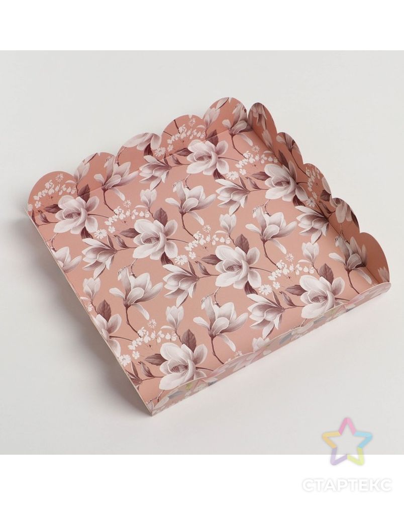 Коробка для кондитерских изделий с PVC крышкой «Цветы», 18 × 18 × 3 см арт. СМЛ-229260-1-СМЛ0007155192 4