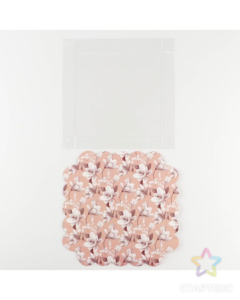 Коробка для кондитерских изделий с PVC крышкой «Цветы», 18 × 18 × 3 см арт. СМЛ-229260-1-СМЛ0007155192 6