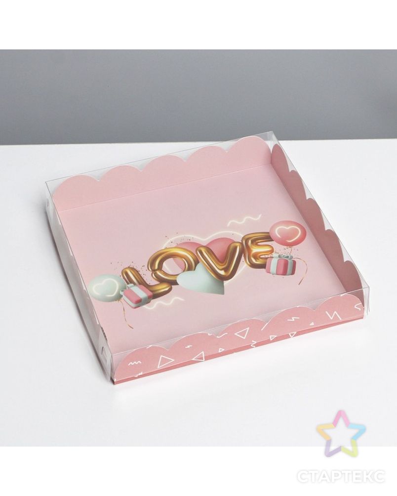 Коробка для кондитерских изделий с PVC крышкой «Воздушная любовь», 18 × 18 × 3 см арт. СМЛ-193987-1-СМЛ0007155201 1