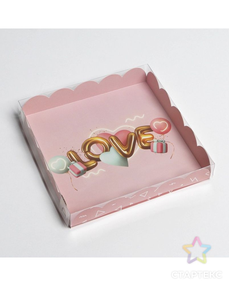 Коробка для кондитерских изделий с PVC крышкой «Воздушная любовь», 18 × 18 × 3 см арт. СМЛ-193987-1-СМЛ0007155201 2