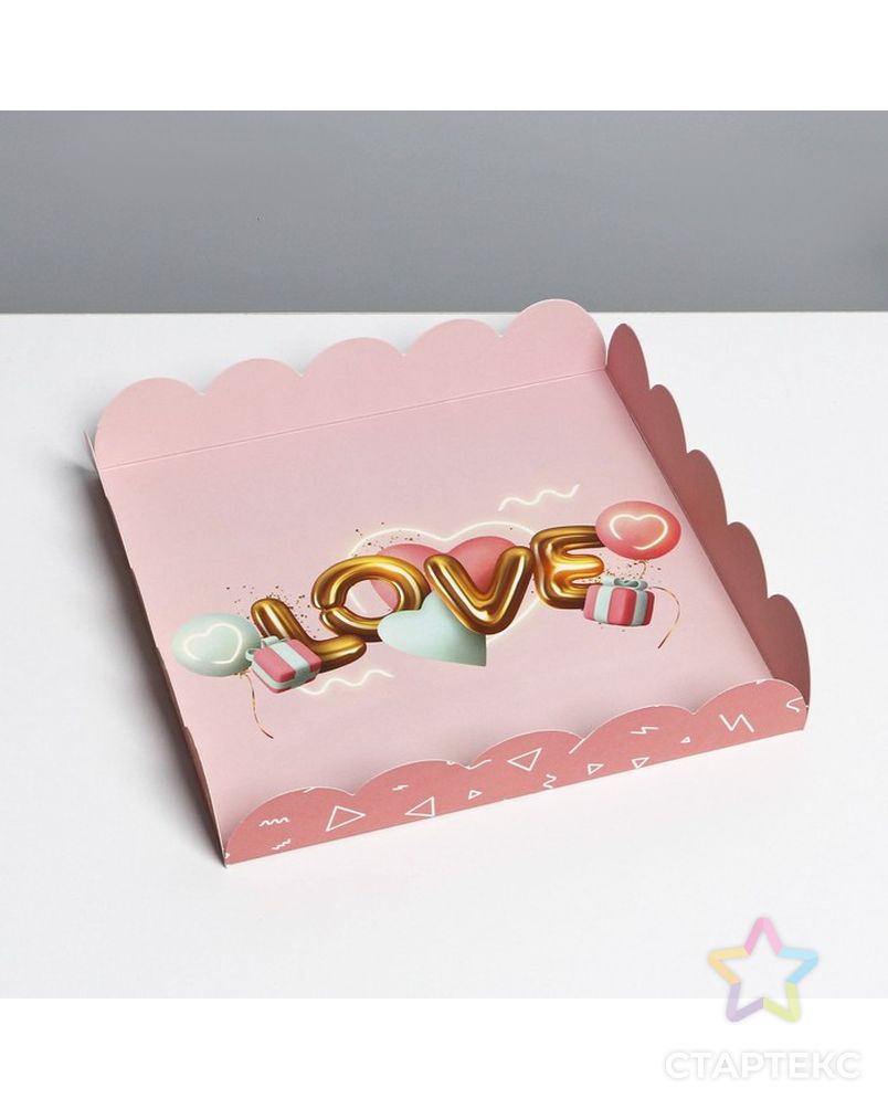 Коробка для кондитерских изделий с PVC крышкой «Воздушная любовь», 18 × 18 × 3 см арт. СМЛ-193987-1-СМЛ0007155201 3