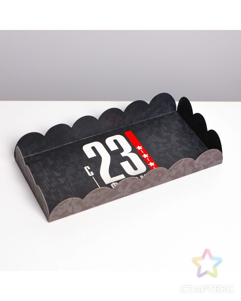 Коробка для кондитерских изделий с PVC крышкой «23 февраля», 10,5 × 21 × 3 см арт. СМЛ-190856-1-СМЛ0007155218 3