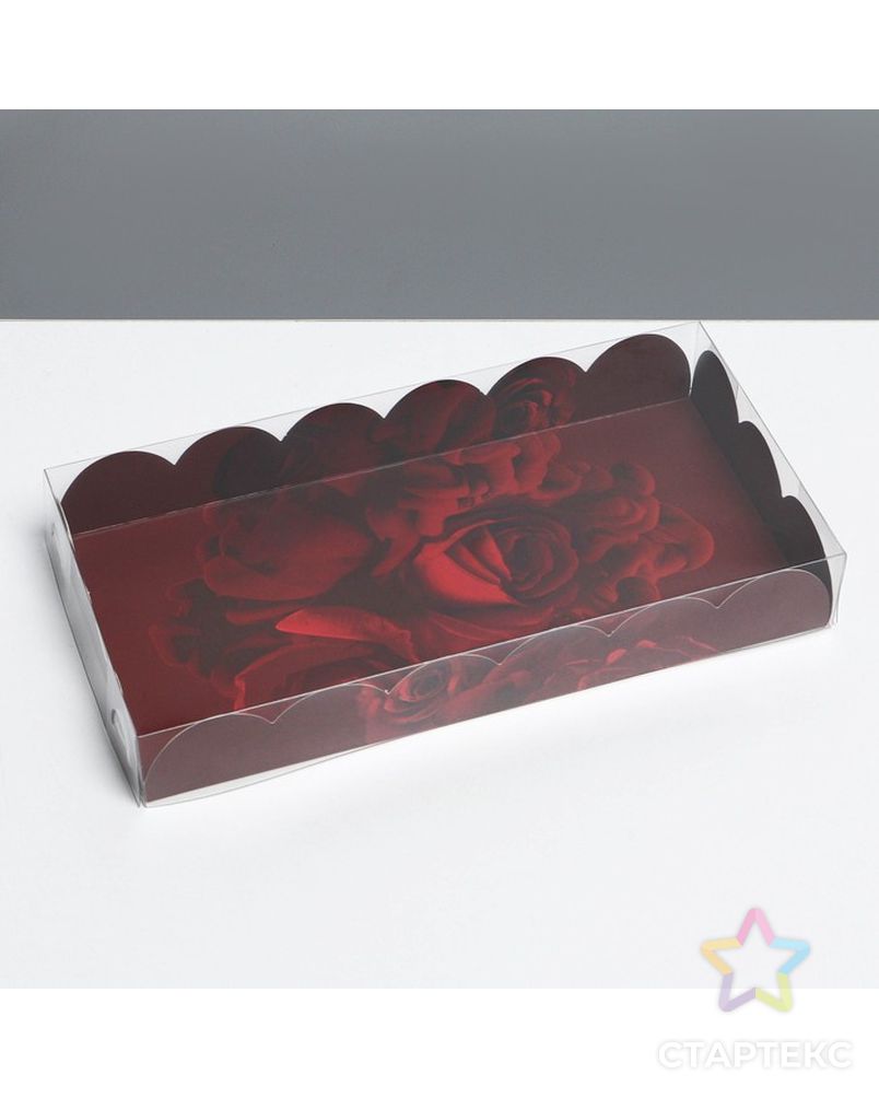Коробка для кондитерских изделий с PVC крышкой «Розы», 10,5 × 21 × 3 см арт. СМЛ-195939-1-СМЛ0007155223 1