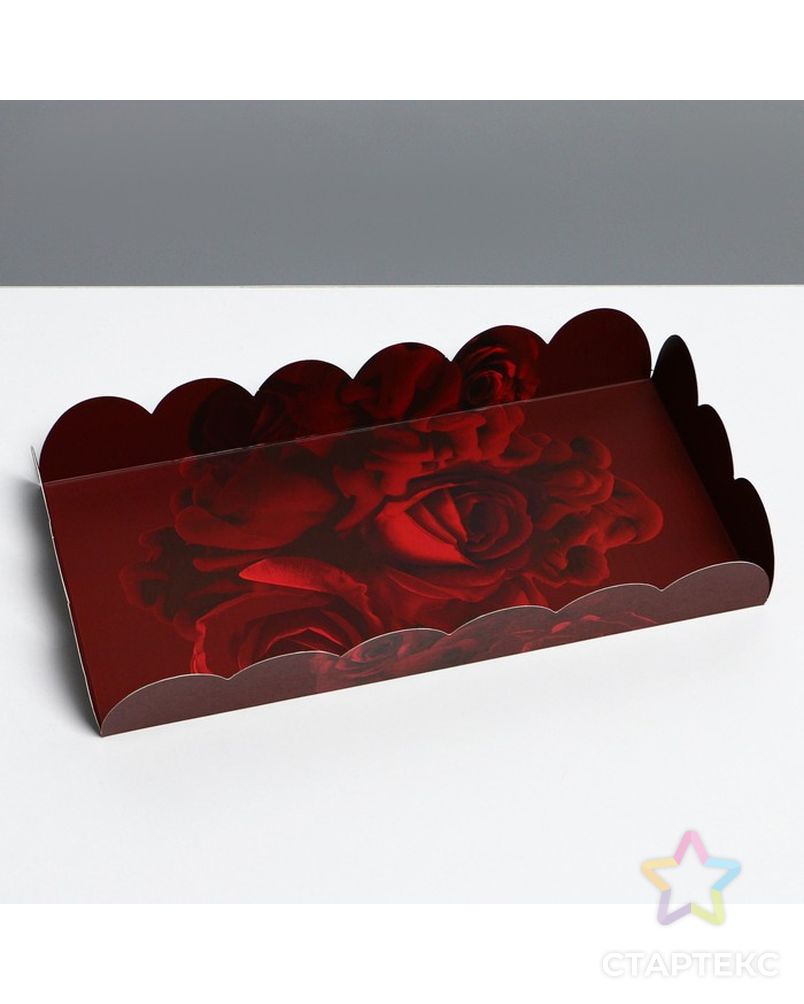 Коробка для кондитерских изделий с PVC крышкой «Розы», 10,5 × 21 × 3 см арт. СМЛ-195939-1-СМЛ0007155223 3
