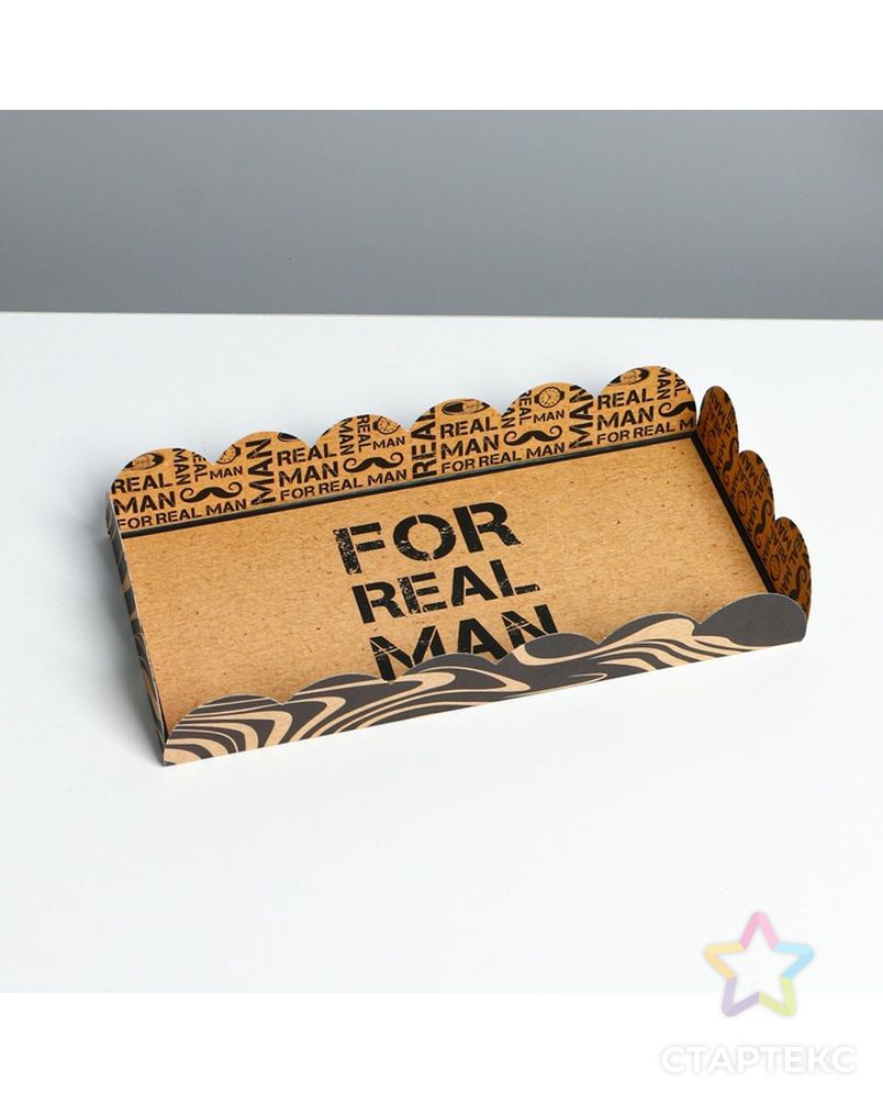 Коробка для кондитерских изделий с PVC крышкой «Настоящему мужчине», 10,5 × 21 × 3 см арт. СМЛ-194595-1-СМЛ0007155229 3