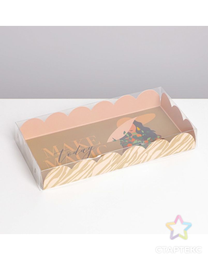 Коробка для кондитерских изделий с PVC крышкой «Make today magic», 21 × 21 × 3 см арт. СМЛ-190714-3-СМЛ0007155230 1