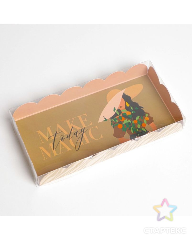 Коробка для кондитерских изделий с PVC крышкой «Make today magic», 21 × 21 × 3 см арт. СМЛ-190714-3-СМЛ0007155230 2