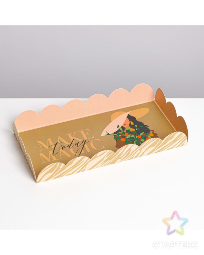 Коробка для кондитерских изделий с PVC крышкой «Make today magic», 21 × 21 × 3 см арт. СМЛ-190714-3-СМЛ0007155230 3