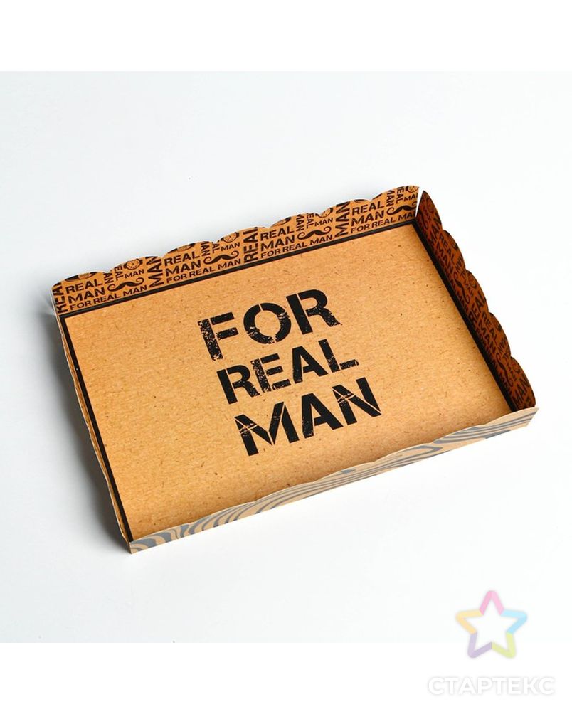 Коробка для кондитерских изделий с PVC крышкой «Настоящему мужчине», 22 × 15 × 3 см арт. СМЛ-194601-1-СМЛ0007155254 4