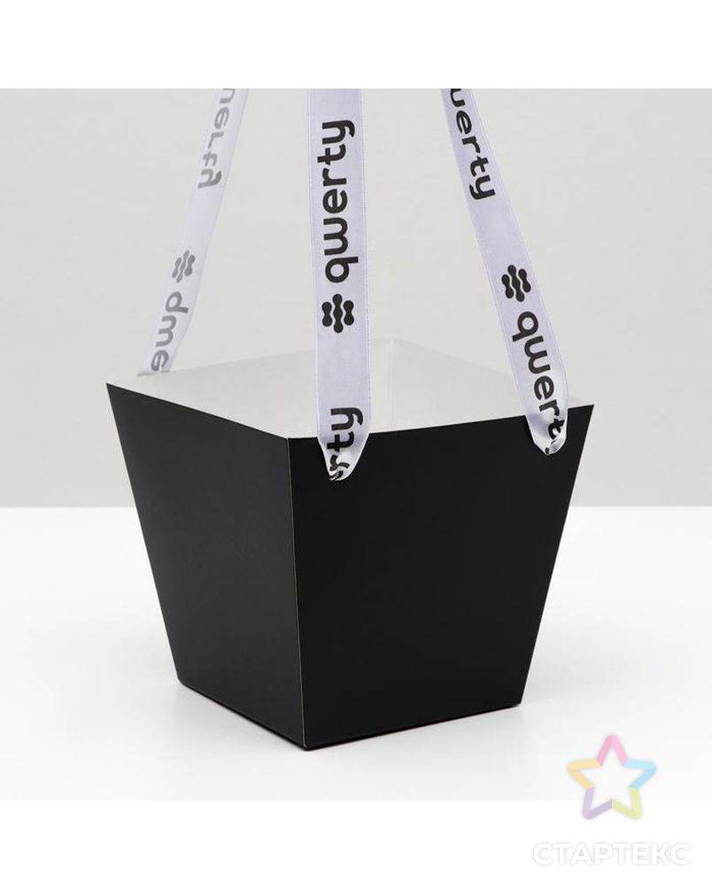 Пакет для цветов "Призма", с ручками, чёрный, 15 см арт. СМЛ-162301-1-СМЛ0007156788 2