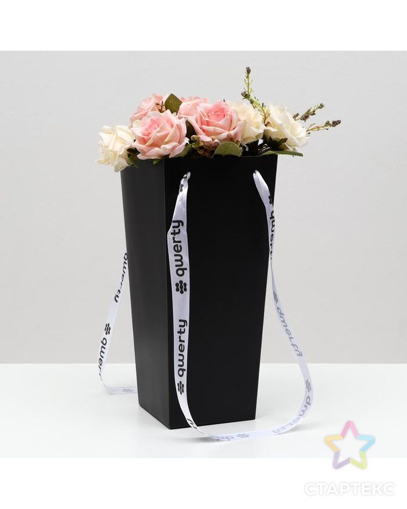 Пакет для цветов "Призма", с ручками, чёрный, 35 см арт. СМЛ-162302-1-СМЛ0007156789 1