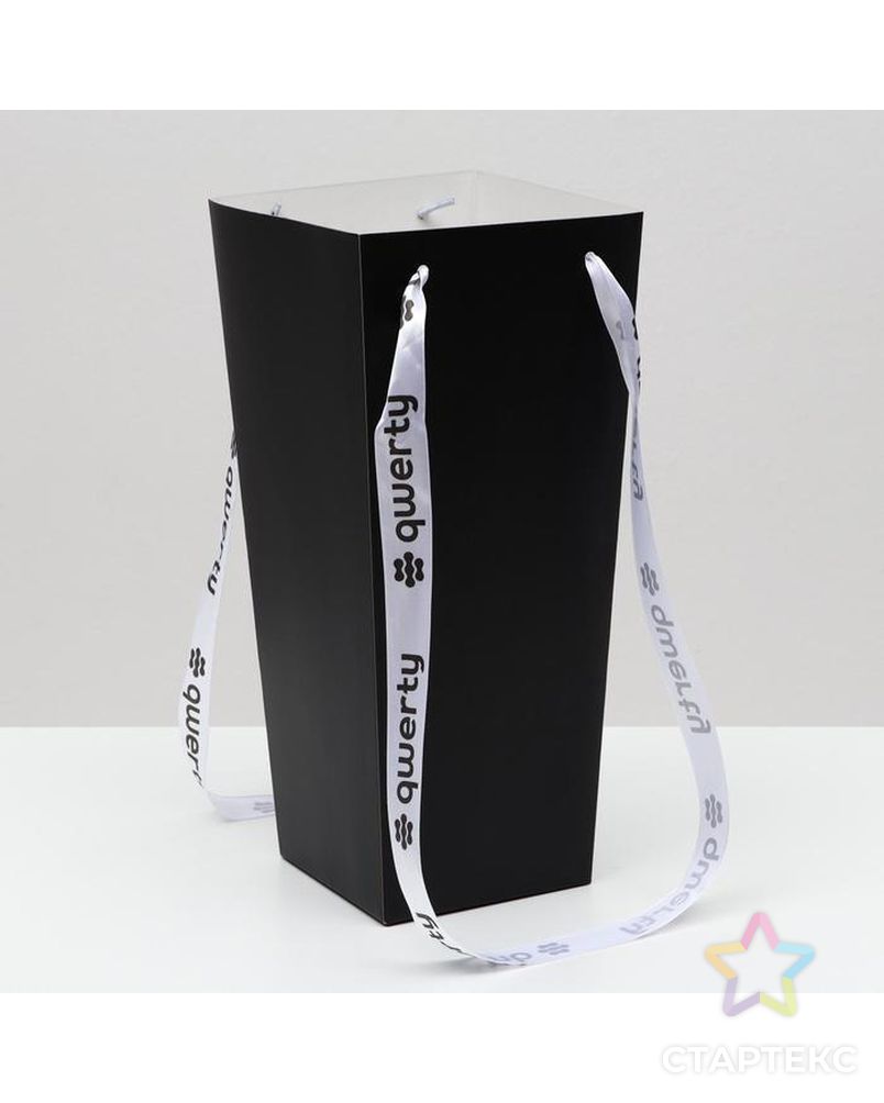 Пакет для цветов "Призма", с ручками, чёрный, 35 см арт. СМЛ-162302-1-СМЛ0007156789 2
