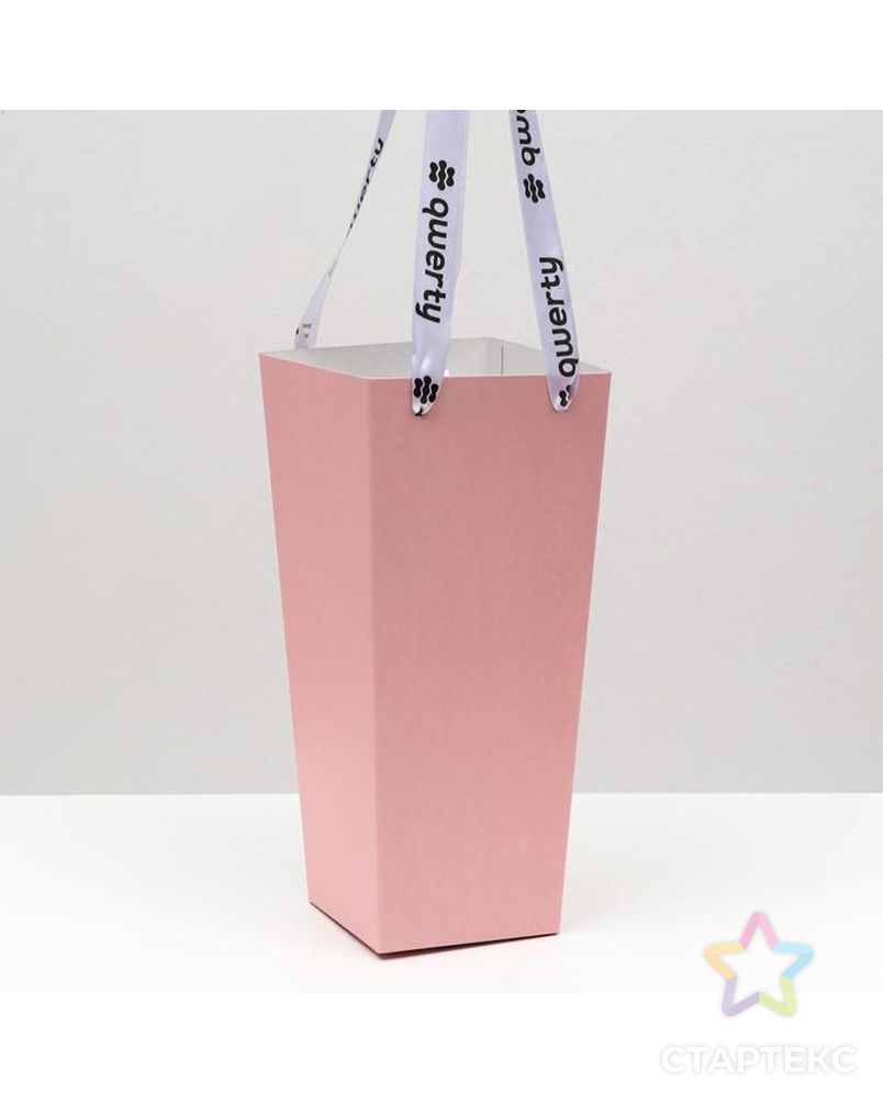 Пакет для цветов "Призма", с ручками, розовый, 35 см арт. СМЛ-162303-1-СМЛ0007156790 3