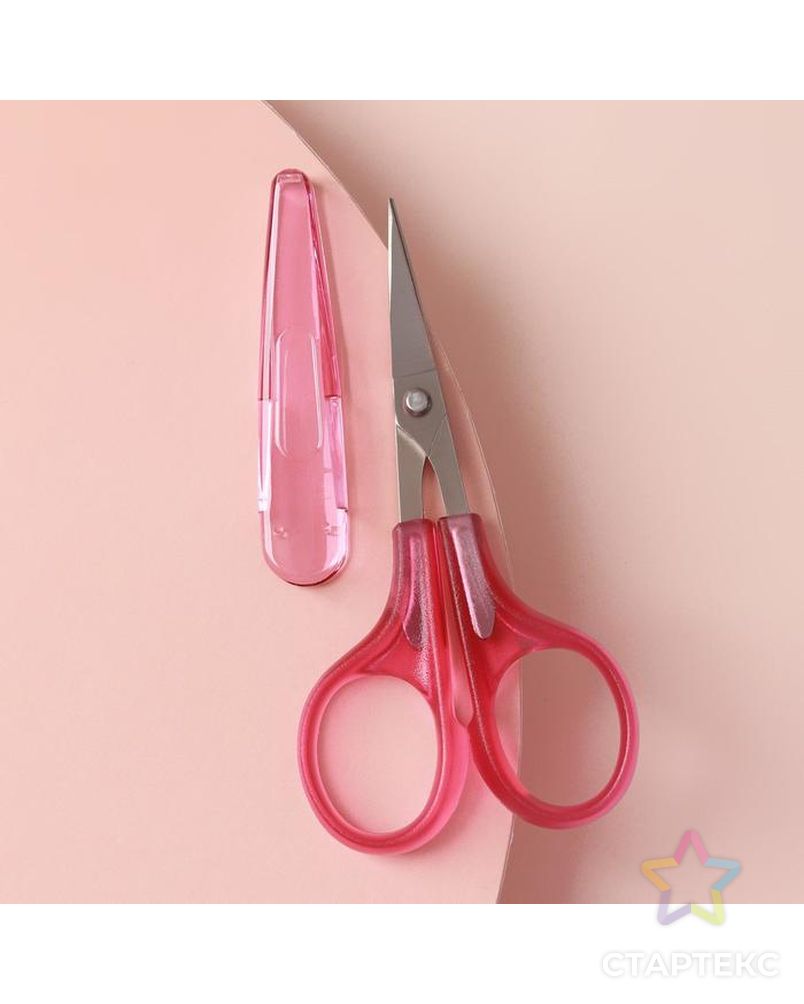 Ножницы для рукоделия, с защитным колпачком, 10 см, цвет розовый арт. СМЛ-209674-1-СМЛ0007159473 1