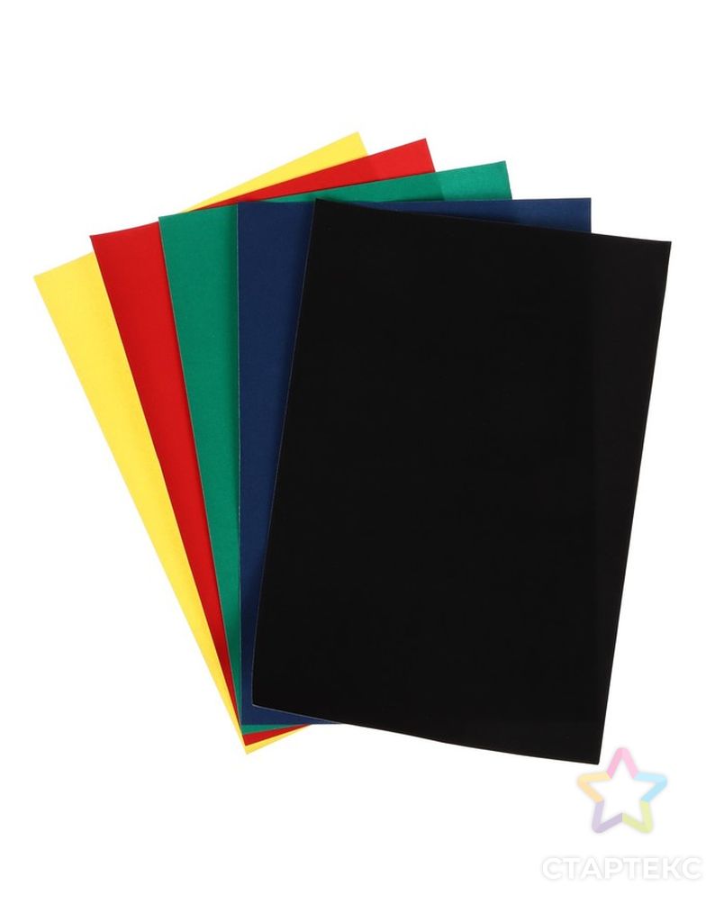 Набор бумаги бархатной формат А4, 5 листов, 5 цветов, плотность 110г/м2 арт. СМЛ-228495-1-СМЛ0007160554 2