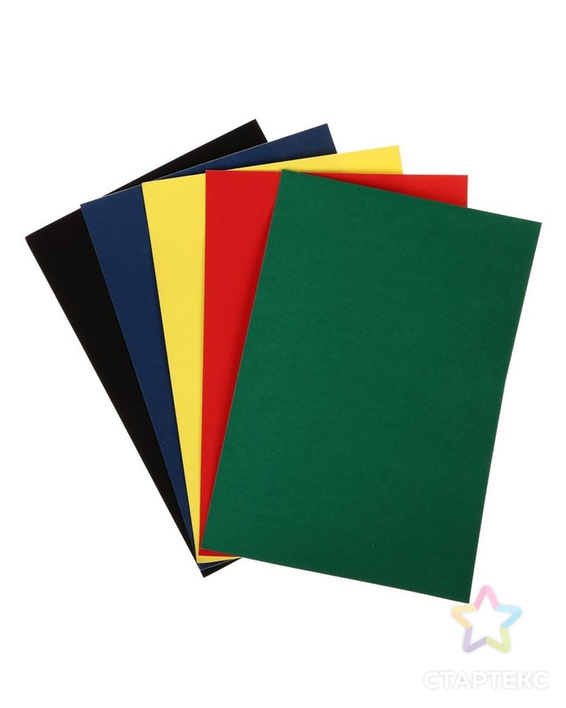 Набор бумаги бархатной САМОКЛЕЮЩЕЙСЯ формат А4, 5 листов, 5 цветов, плостность 110г/м2 арт. СМЛ-228498-1-СМЛ0007160557 2