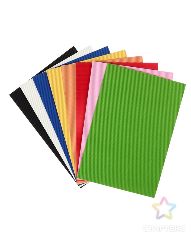 Набор бумаги гофрированной формат А4, 8 листов, 8 цветов, плотность 160г/м2 арт. СМЛ-228499-1-СМЛ0007160558 2