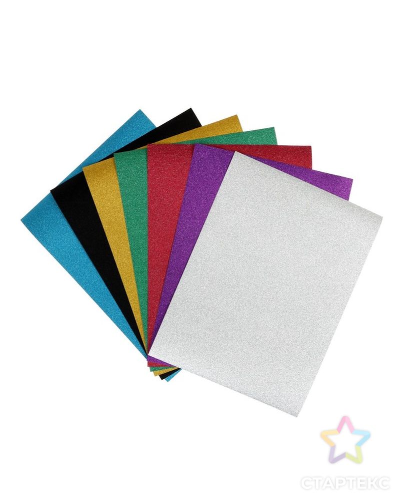 Набор бумаги с блестками формат А5, 7 листов, 7 цветов, плотность 80г/м2 арт. СМЛ-228500-1-СМЛ0007160560 2