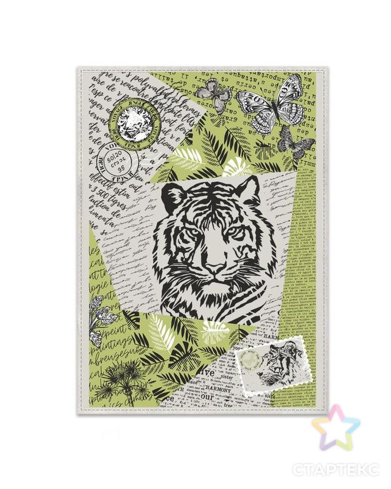 Полотенце Тигр винтаж 45х60 см, лен 50%, хлопок 50%, 160г/м2 арт. СМЛ-171920-1-СМЛ0007162638 1