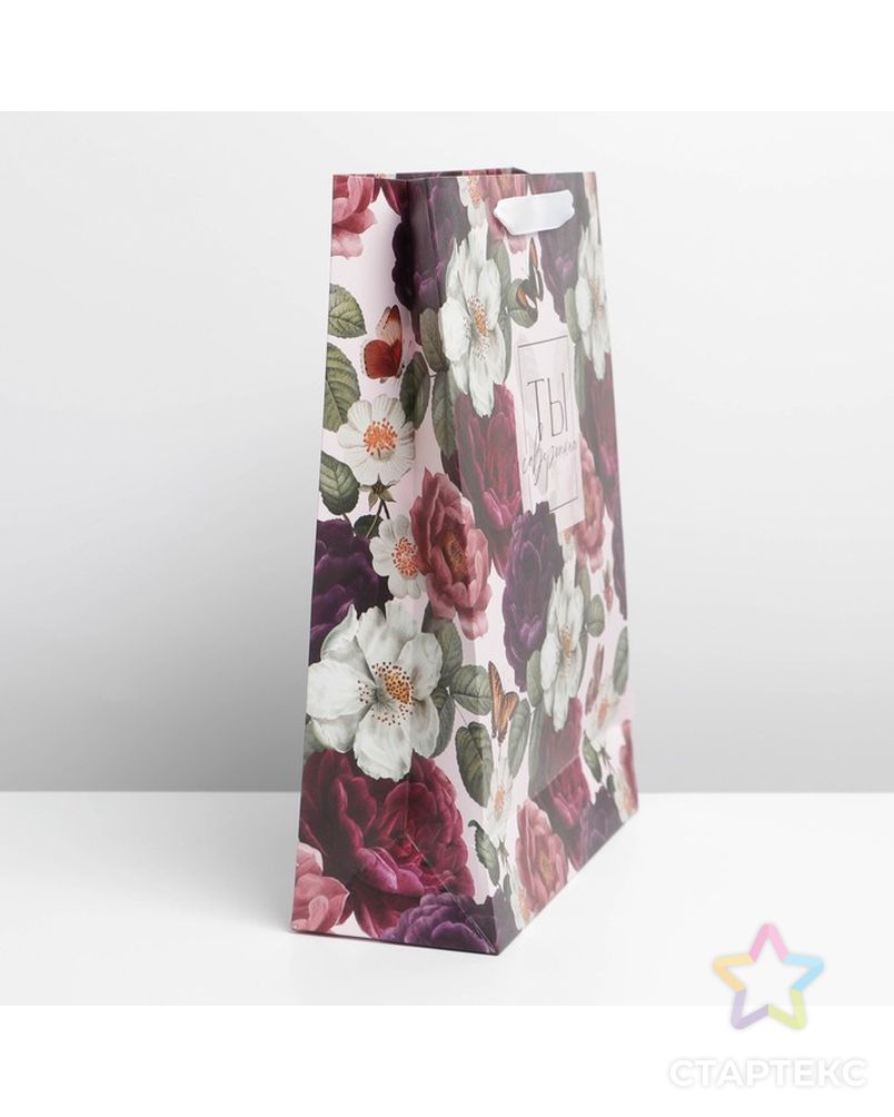Пакет ламинированный вертикальный «Цветы», L 31 × 40 × 9 см арт. СМЛ-219998-1-СМЛ0007164784 3