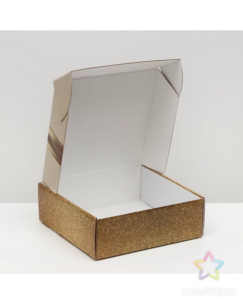 Коробка самосборная "Бант", золотая, 23 х 23 х 8 см арт. СМЛ-189552-1-СМЛ0007166404 3