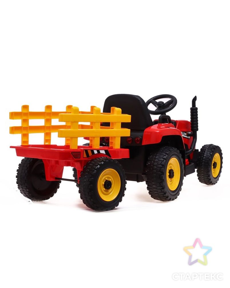 Электромобиль "Трактор", с прицепом, EVA колеса, кожаное сидение, цвет красный арт. СМЛ-225009-1-СМЛ0007167101 3