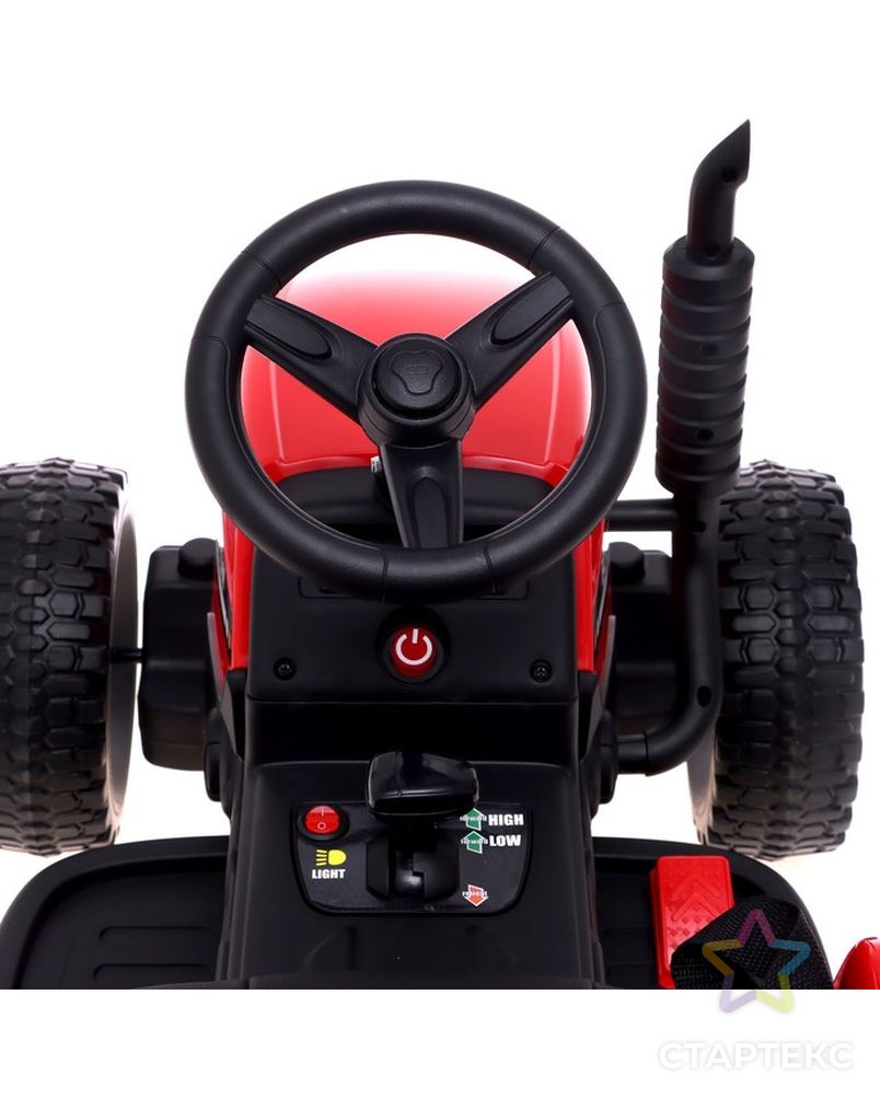 Электромобиль "Трактор", с прицепом, EVA колеса, кожаное сидение, цвет красный арт. СМЛ-225009-1-СМЛ0007167101 5
