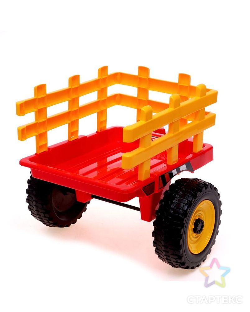 Электромобиль "Трактор", с прицепом, EVA колеса, кожаное сидение, цвет красный арт. СМЛ-225009-1-СМЛ0007167101 9