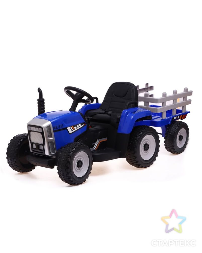 Электромобиль «Трактор», с прицепом, EVA колеса, кожаное сидение, цвет синий арт. СМЛ-225846-1-СМЛ0007167102 1