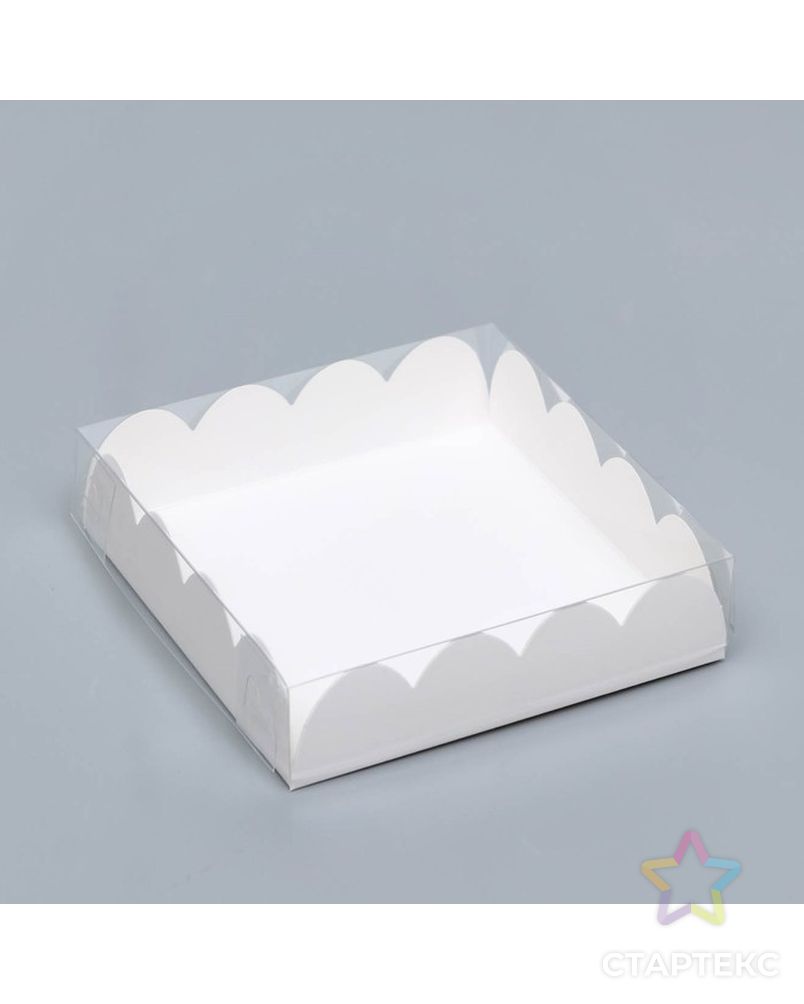 Коробочка для печенья, белая, 12 х 12 х 3 см арт. СМЛ-200790-1-СМЛ0007184422 1