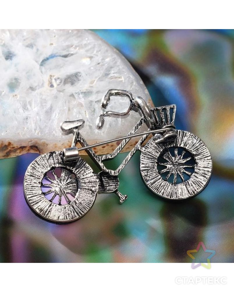 Броши "Галиотис" велосипед, цвет зелёный арт. СМЛ-186808-1-СМЛ0007187607