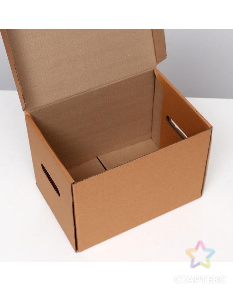 Коробка(ящик) для хранения "А4", бурая, 32,5 x 23,5 x 23,5 арт. СМЛ-172575-1-СМЛ0007261904 4
