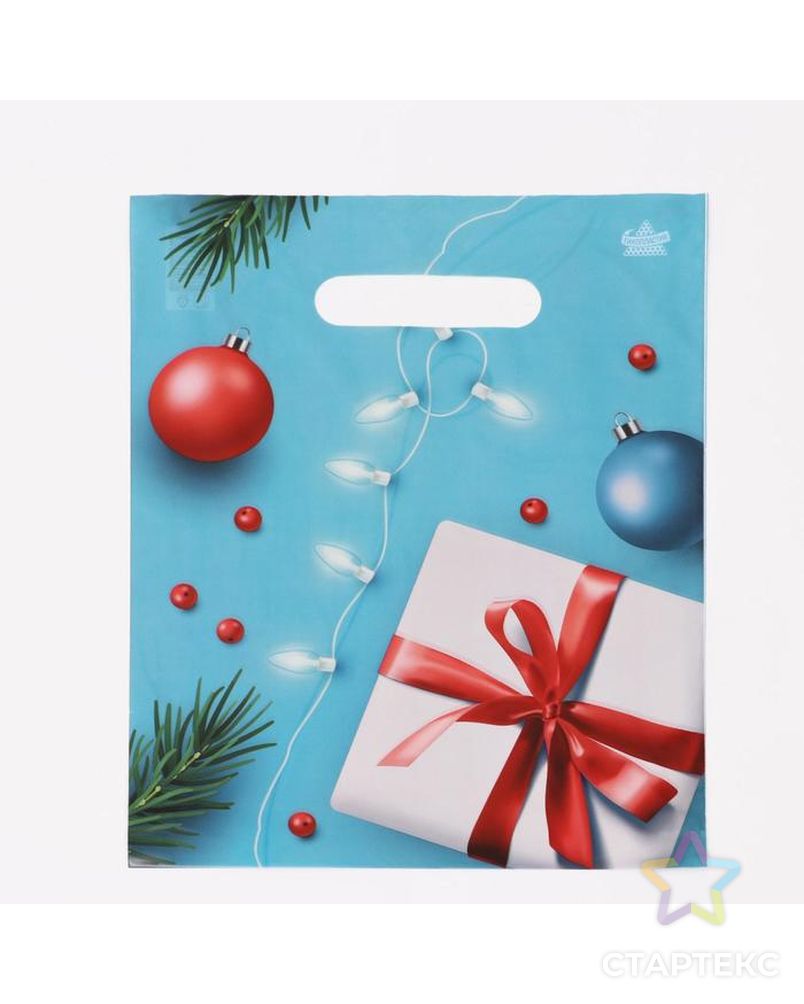 Пакет "Подарок и шарики", полиэтиленовый с вырубной ручкой, 30 х 23 см, 30 мкм арт. СМЛ-164265-1-СМЛ0007294920 1